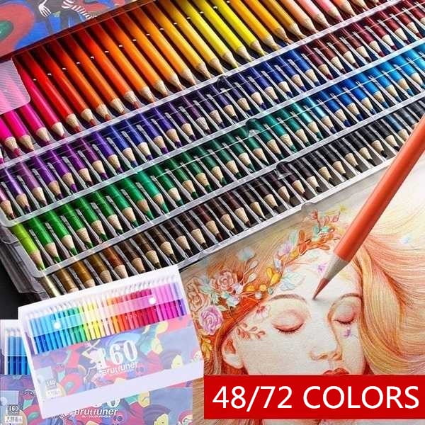 48 48//72 Colors Premium Art Watercolors Colored Pencils Set for Sketch Artists with Roll-up Canvas Pencil Case